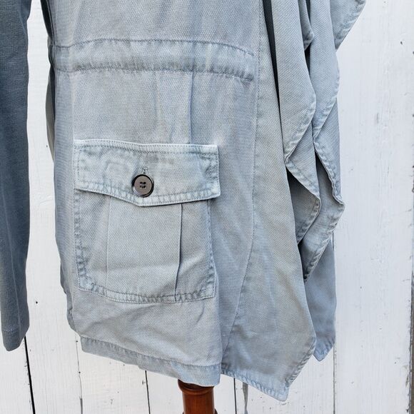 XCVI Women's Blue Relaxed Waist Tie Long Sleeve Pocketed Jacket Cardigan Sz XS - Picture 10 of 10